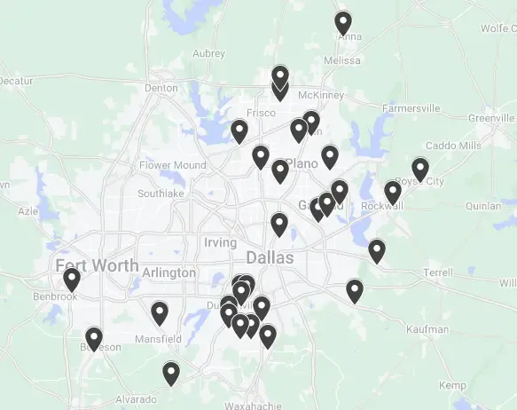 Map of Instant Coin Bank Dallas locations